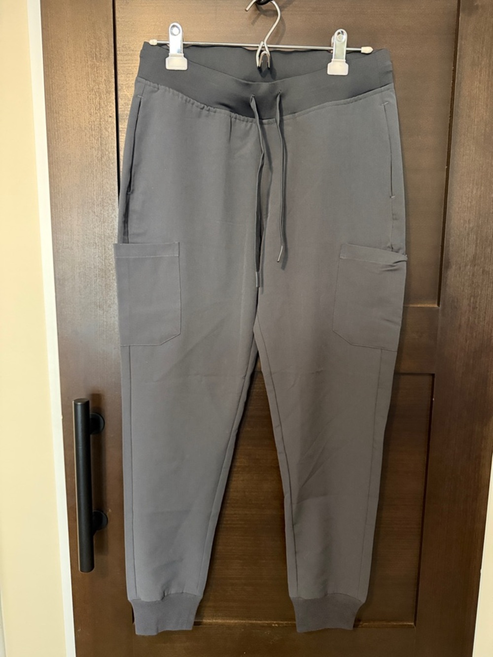 Women's Gray Drawstring Cargo Scrub Joggers